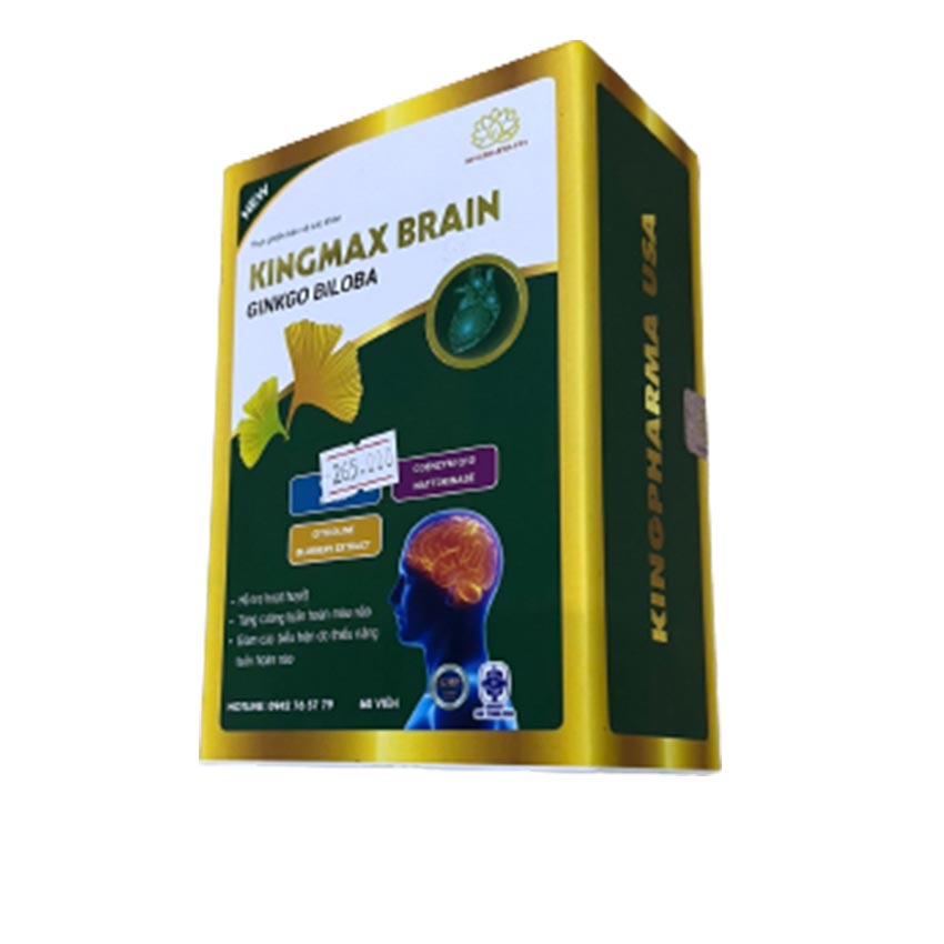 Kingmax Brain Ginkgo Biloba hộp 60 viên , tuần hoàn máu não , cvspharmacy