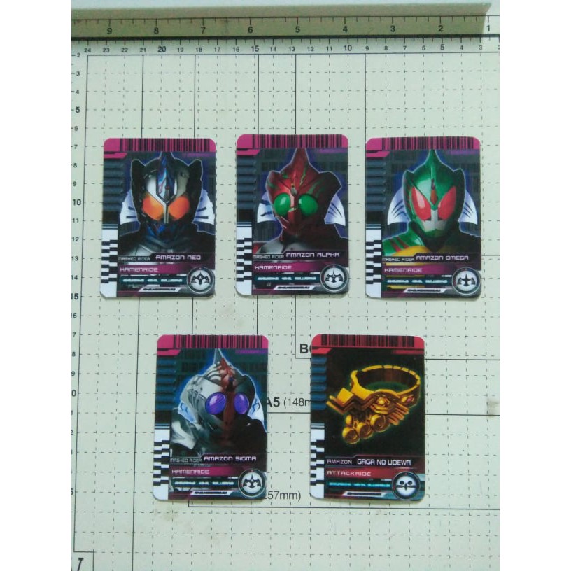 Card Kamen Rider Full set Amazon 5 thẻ: Neo, Alpha, Omega, Sigma, Gaga No Udewa