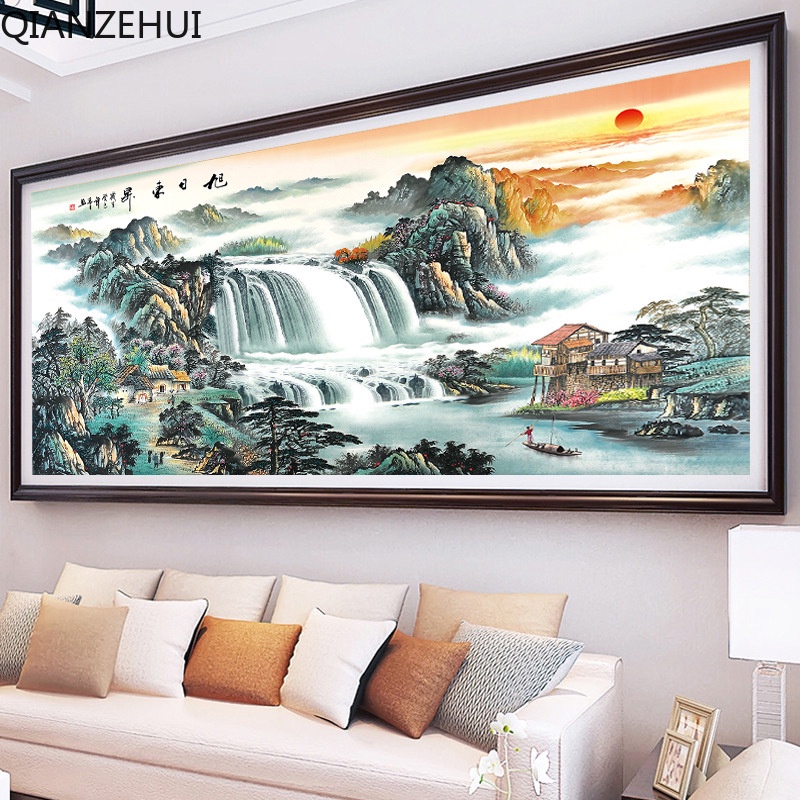 Bộ Tranh Thêu Chữ Thập 11CT DIY Hình Mặt Trời Mọc Chậm