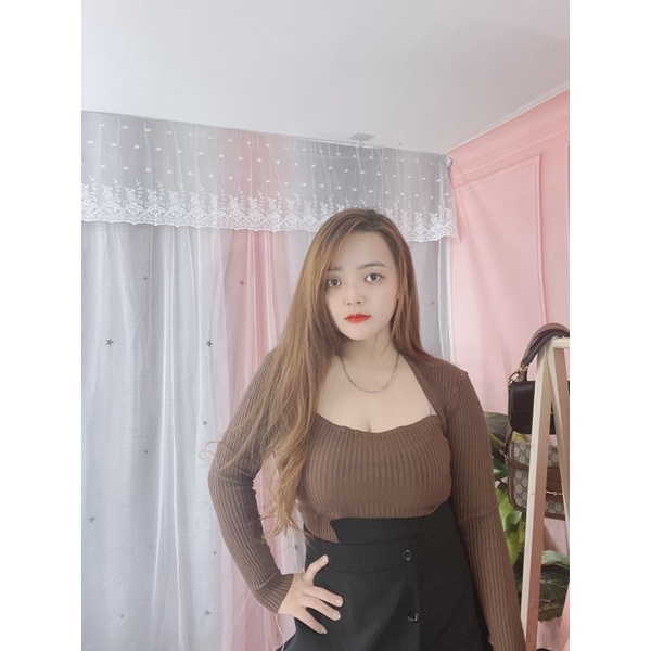 Áo len tâm cổ vuông Bigsize TP 55-85kg hình thật chất len dệt bao chuẩn | BigBuy360 - bigbuy360.vn