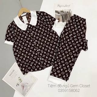 Lụa Mango - Bộ mặc nhà pijama áo cộc quần dài cổ sen lụa mango kiểu dáng dễ thương (Ảnh thật 100%)