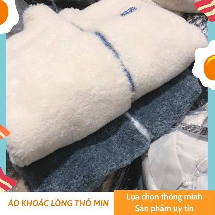 Áo khoác nữ cổ trụ lông thỏ 2 mặt mịn cực yêu [HÀNG SẴN] FREESHIP 🎉🎉 Dáng rộng, Freesize 40-60kg [CÓ ẢNH VÀ VIDEO THẬT] | BigBuy360 - bigbuy360.vn