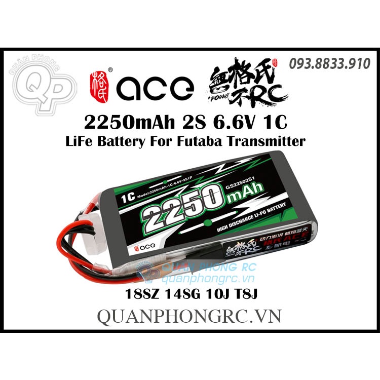 Pin Gens Life 6.6V 2250mah 1C cho TX Futaba