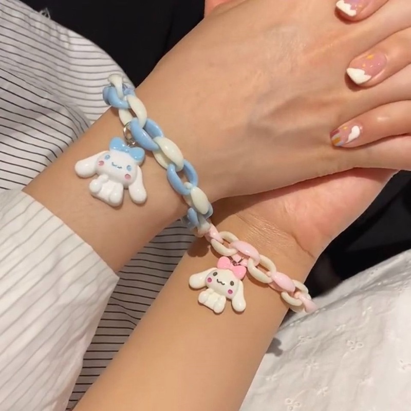 Vòng đeo tay WE FLOWER acrylic mặt hình chú cún hoạt hình cinnamoroll đáng yêu dành cho nữ