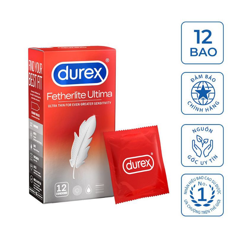 DUREX SIÊU MỎNG: Bao cao su DUREX Fetherlite Ultima siêu mỏng 01 Hộp BCS Durex / 12 bao