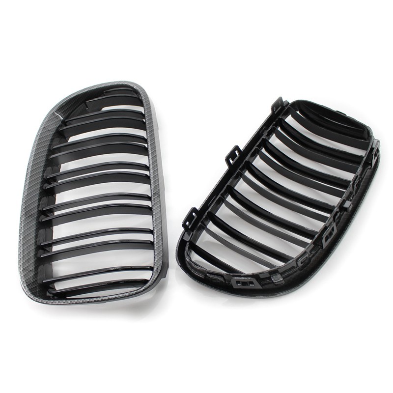 Front Kidney Grille Glossy Black Carbon Fiber Double Line Grill for BMW E92 E93 3 Series Coupe/Convertible 2010-2013