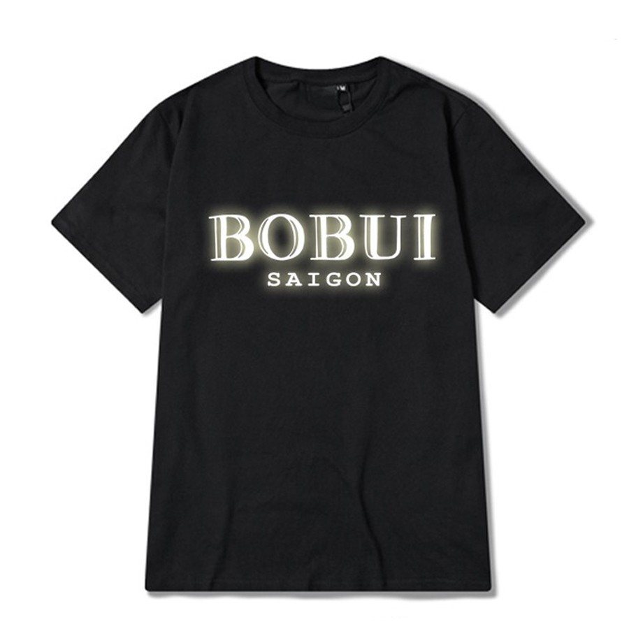 Áo phông phản quang unisex BOBUI form rộng tay lỡ chất thun cotton mềm mát