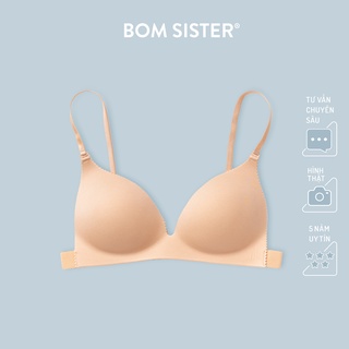Áo lót mút mỏng su đúc không gọng thoải mái bản dây lưng mảnh màu trơn nâng ngực tự nhiên BOM SISTER BR4421
