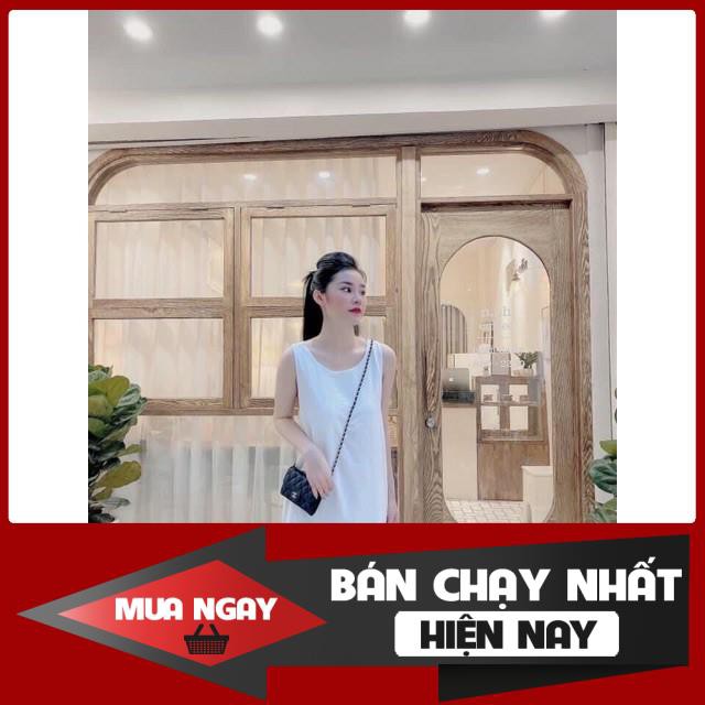 Đầm 2 dây đi biển ♥️ Váy 2 dây, váy maxi ♥️ Đầm dáng suông đan lưng chéo bản to ♥️ Đầm suông đũi trắng - NhimShop HD05