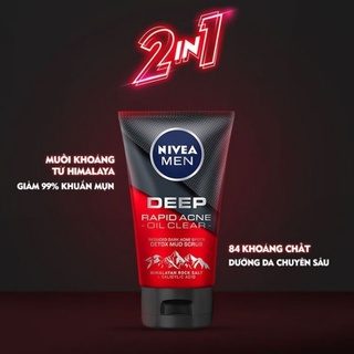 Sữa rửa mặt NIVEA MEN Deep Rapid Acne Oil Clear (100g/chai)