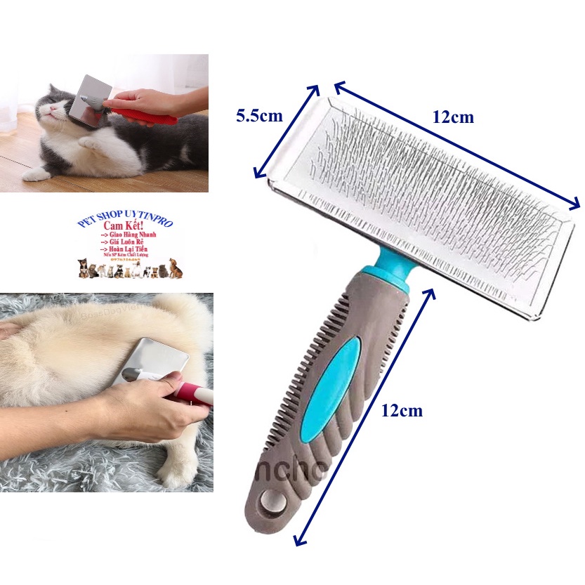 Lược chải lông Chó Mèo SLICKER BRUSH Cán nhựa dẻo chắc chắn 12cm Giúp Làm mượt lông, tơi lông thú cưng