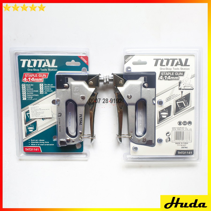 Kìm bấm đinh ghim điều chỉnh tăng lực 4-14mm Staple Gun Total THT31141 - Kềm bấm đinh POI