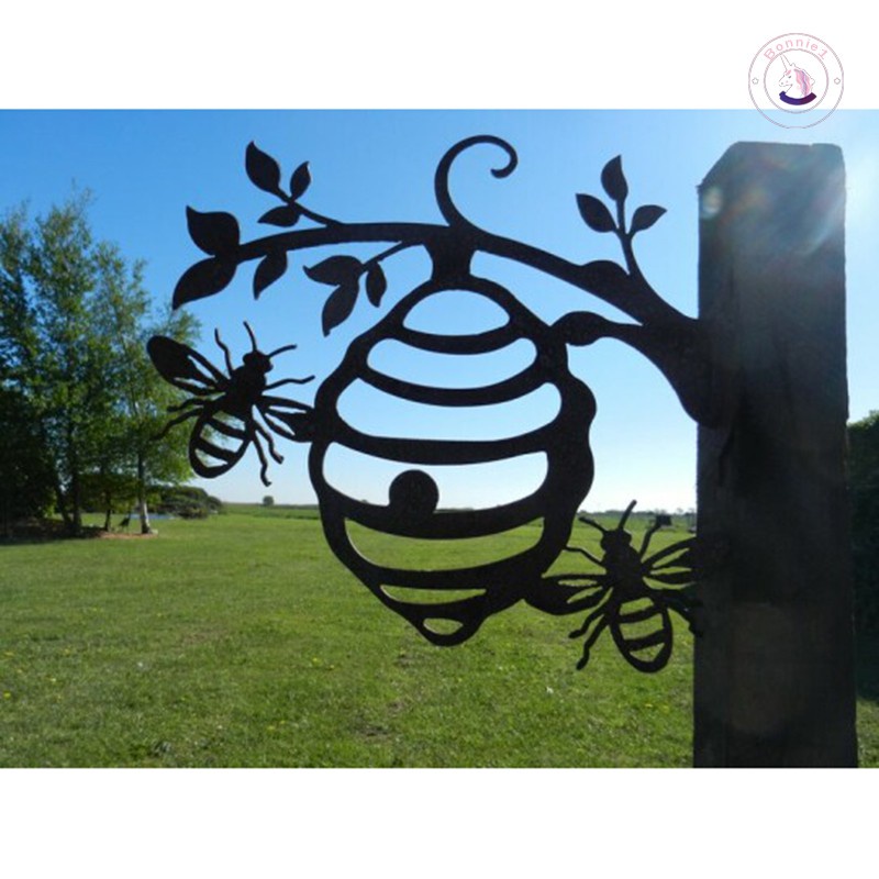 Father's Day Gift Bee Hive Garden Decor Iron Silhouettes Tree Plug-in Ornament