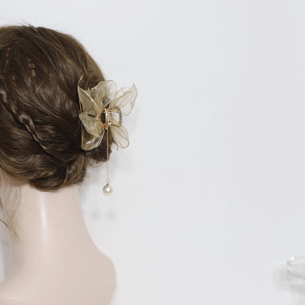 Kẹp Tóc Hình Nơ Bằng Kim Loại Phối Ren Thời Trang Hàn Quốc Cổ Điển Dành Cho Nữ