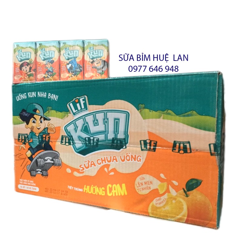 Sữa Chua Uống Tiệt Trùng Kun Vị Cam Hộp 110ml (thùng 48 hộp)