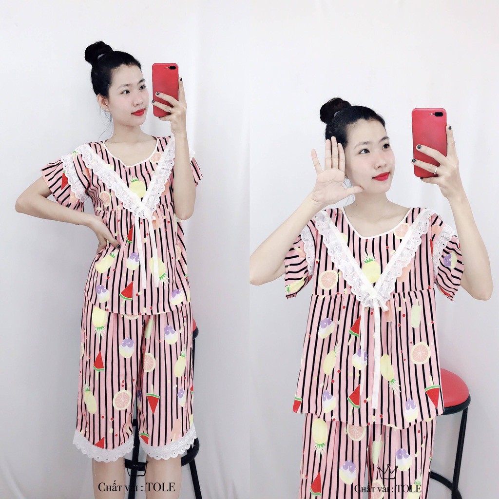 Đồ Ngủ Nữ Pijama Lụa Tole Lửng Mặc Nhà Cá Tính | BigBuy360 - bigbuy360.vn