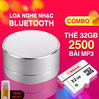 COMBO Loa bluetooth mini kèm thẻ nhớ nghe nhạc 32G có sẵn 2500 bài MP3 chuẩn 320kbps theo yêu cầu