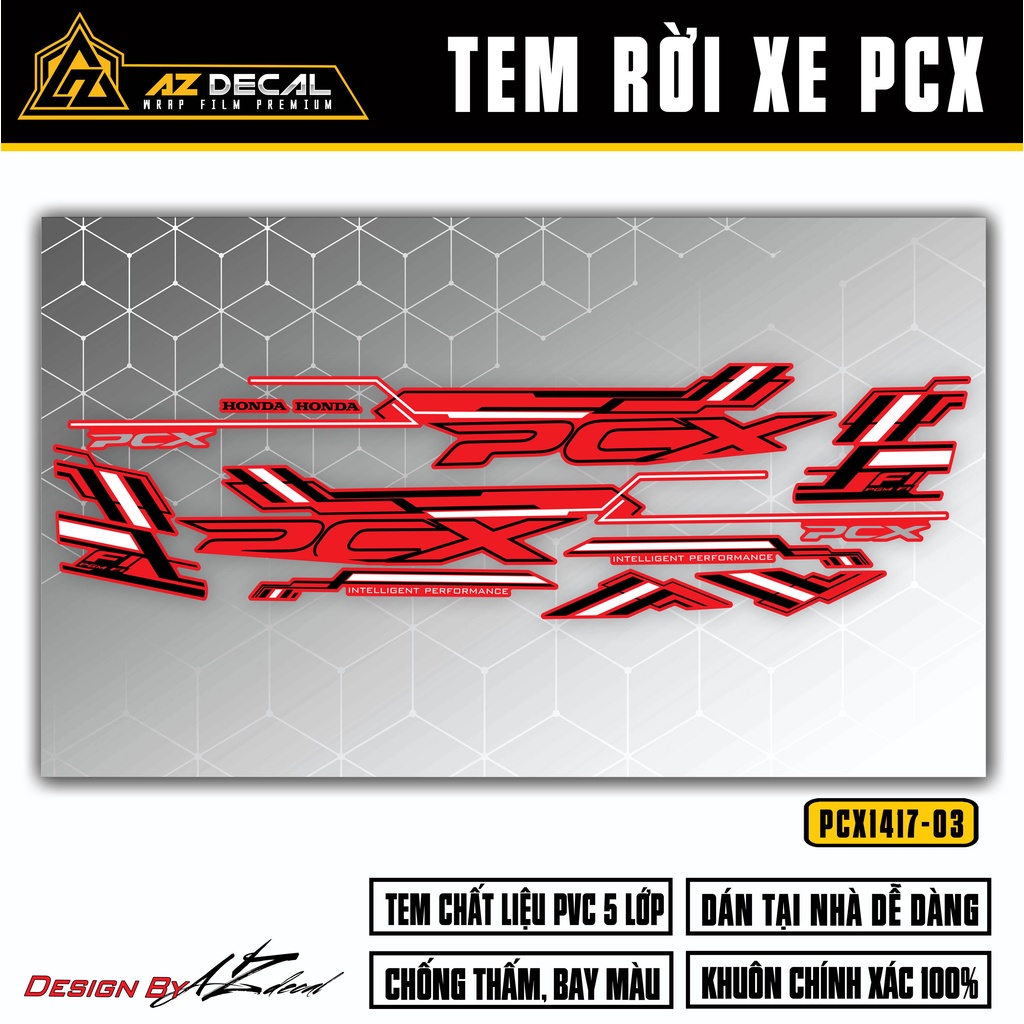 Tem Rời Dán Xe PCX Thiết Kế Cá Tính | PCX-03 | Decal Chế Dán Xe Máy PCX 125 150 160 Đời 2014 - 2020 Chống Nước Bền Màu