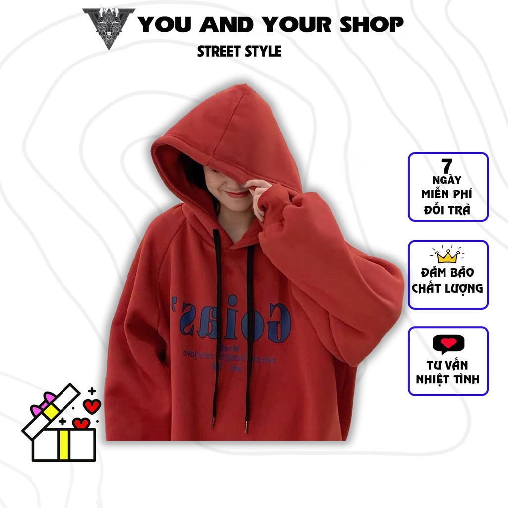 Áo Khoác Nỉ Nam Nữ - Áo Hoodie Lót Nỉ Bông YAYSHOP Dáng Rộng Unisex Hàn Quốc in GOIAS