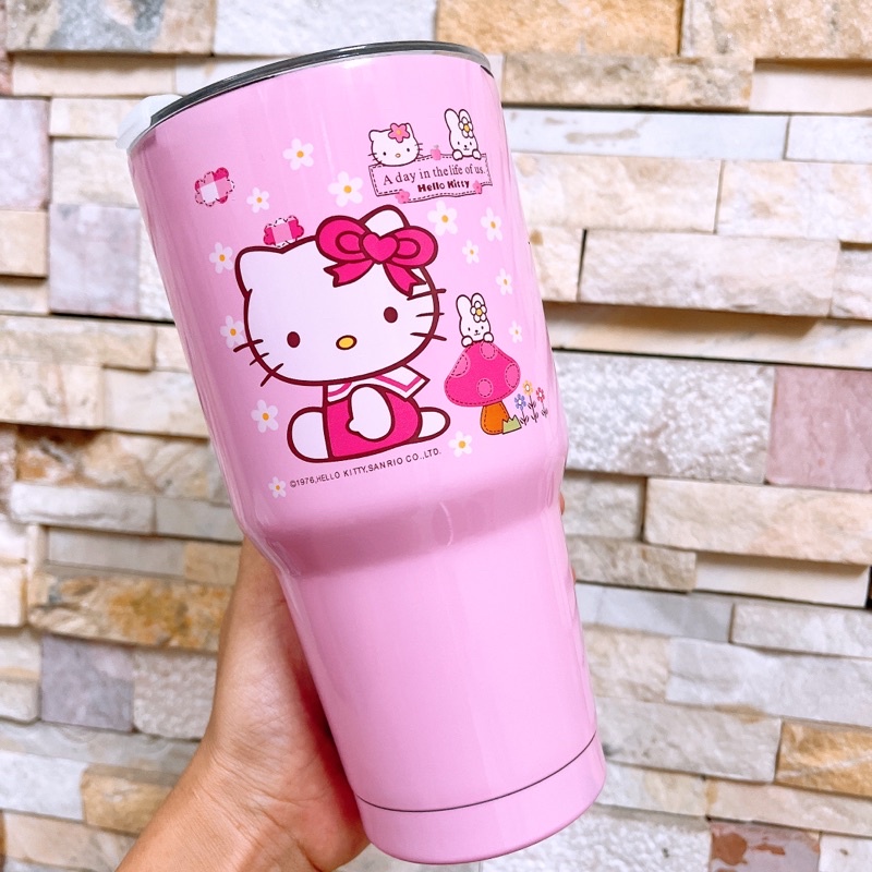 Ly Giữ Nhiệt Kitty Dễ Thương Có Tặng Kèm Túi Xách Và Ống Hút