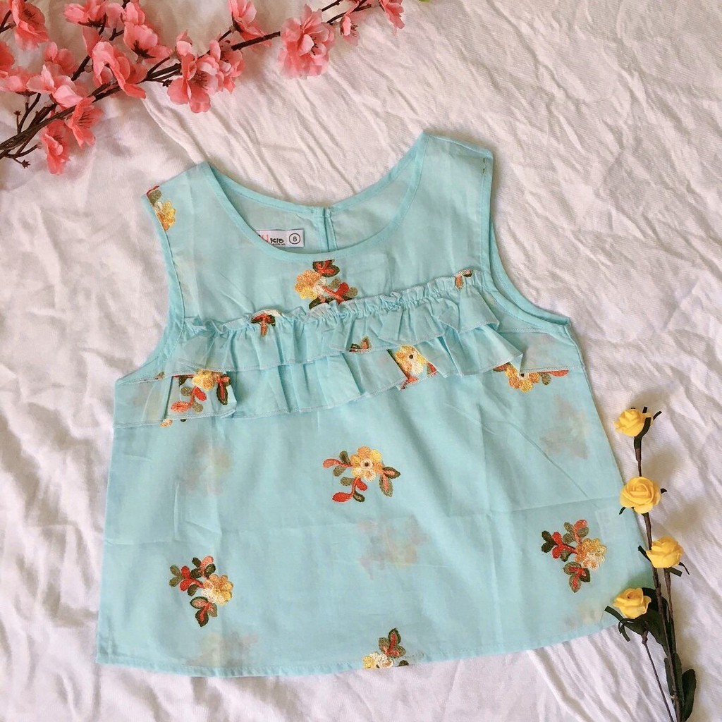 Áo Kiểu Bé Gái Sát Nách Thêu Hoa Vải Cotton mềm mịn AA014 Trang 25 Kids