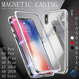 Samsung Galaxy C7 Pro C9 Pro A6 Plus A8 Plus A7 2018 A9 2018 A2 Core a01 Tempered Glass Magnetic Hard Case