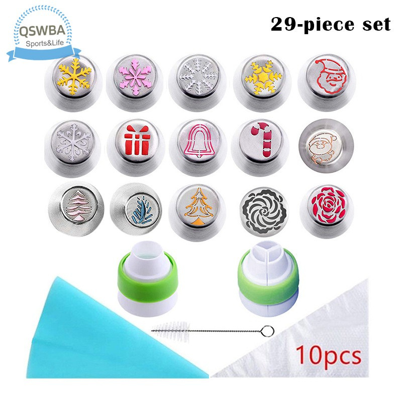 Set 29 Đuôi Bắt Bông Kem Trang Trí Bánh Cupcake Phong Cách Giáng Sinh