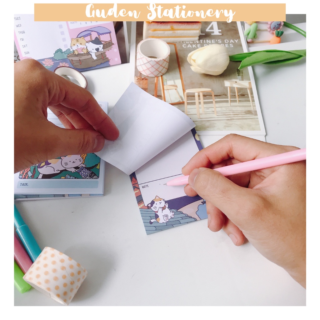 Giấy note mèo Nhật Bản dễ thương_giấy ghi chú dễ thương_Guden Stationery