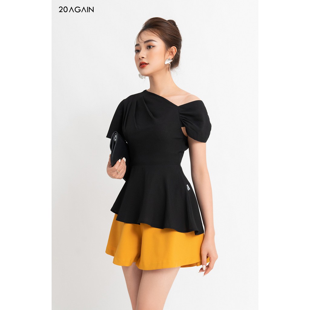 Áo sơ mi ngắn tay cổ lệch 20AGAIN thiết kế công sở tôn dáng ASA1260