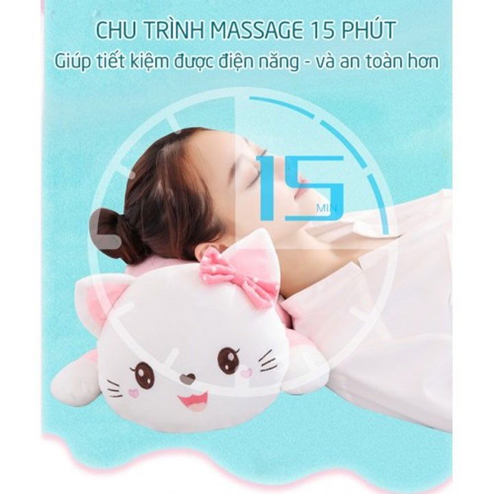 Gối nằm massage cổ vai gáy hồng ngoại pin sạc hello kitty YJ-68 - giá rẻ