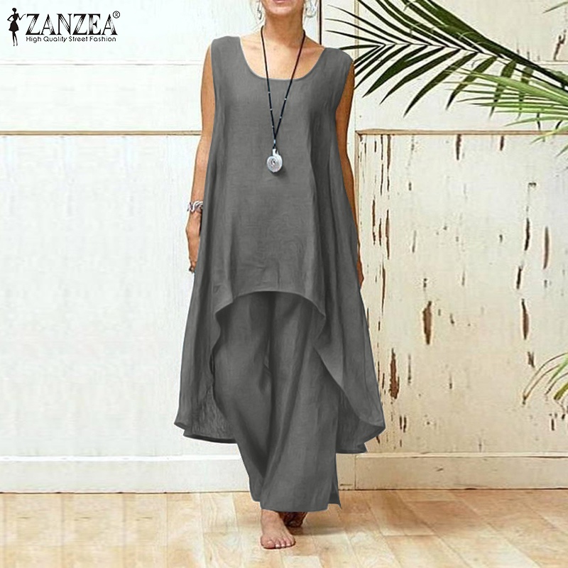 Set áo không tay kèm quần ngắn Zanzea thời trang cho nữ