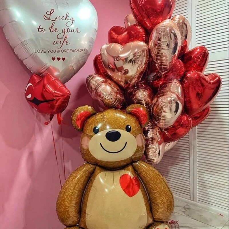 Bong Bóng Lá Nhôm Hình Gấu Hoạt Hình 91 * 65cm Trang Trí Sinh Nhật / Tiệc Cưới