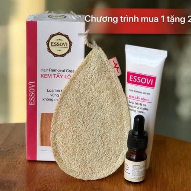 Trọn bộ kem tẩy lông tặng tinh chất triệt lông và miếng tẩy tế bào chết