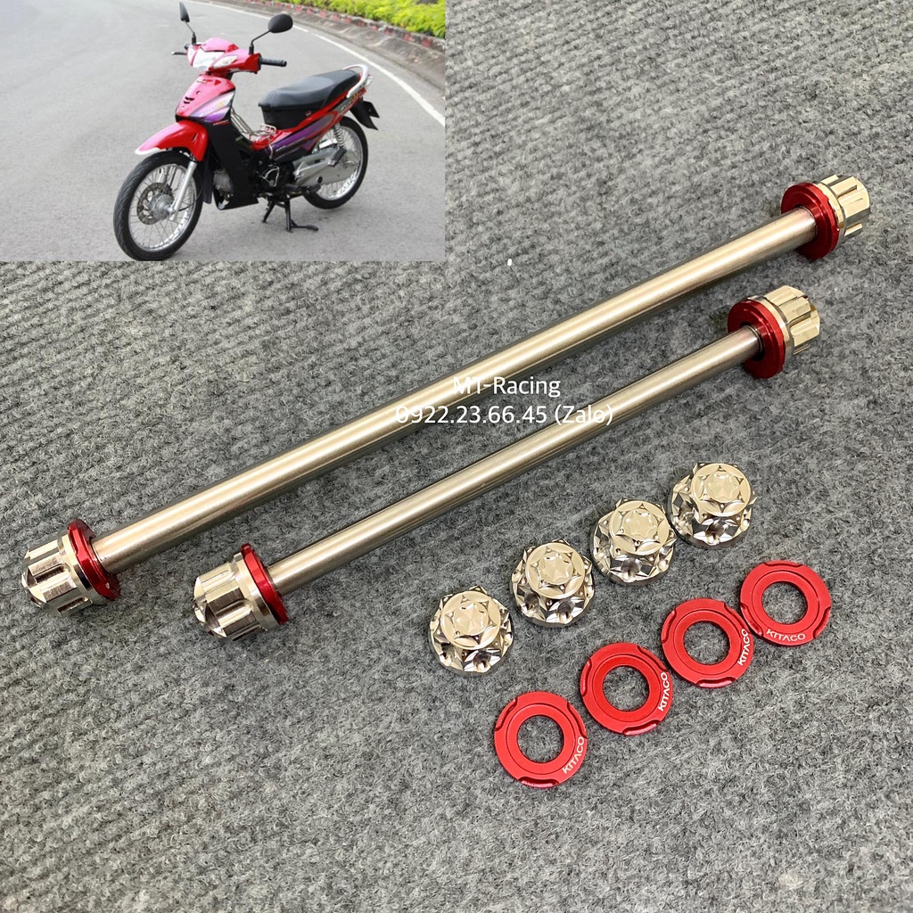 Cốt Bánh Salaya Trước Sau Cho Future 2 Chuẩn Inox304 Siêu Sáng Kèm Lông Đền Nhôm Đỏ