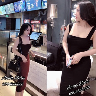 Váy nữ đầm body 2 dây bản to dáng dài váy nữ đầm body sang chảnh Annastore