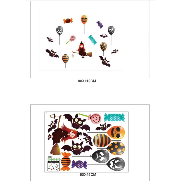 Decal trang trí tường - Cô gái phù thủy trẻ cùng những chiếc bong bóng ma quái