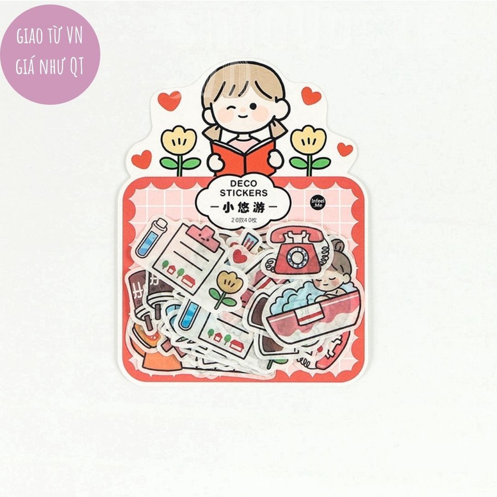 Gói 40 nhãn dán sticker trang trí hộp nhựa điện thoại ST88