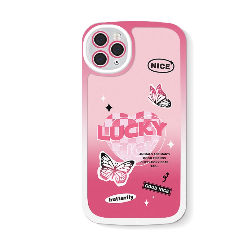 Ốp Điện Thoại Màu Hồng Có Giá Đỡ Hình Bướm Cho iphone7 / 7plus / 8 / 8plus / xs / 11 / 12 / 13 / 14 / pro / max / plus / promax