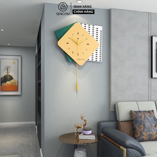 Đồng hồ treo tường nghệ thuật SENCOM họa tiết hoa phong cách Bắc Âu decor trang trí mã 2010