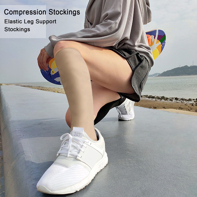 [Hàng mới về] Vớ nén hỗ trợ chống giãn tĩnh mạch có khóa kéo ghép nối màu sắc size L/XL