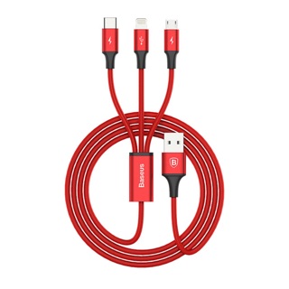 Cáp Baseus 3 cổng Micro Usb, Lightning, Type C chính hãng (bh 1 năm)