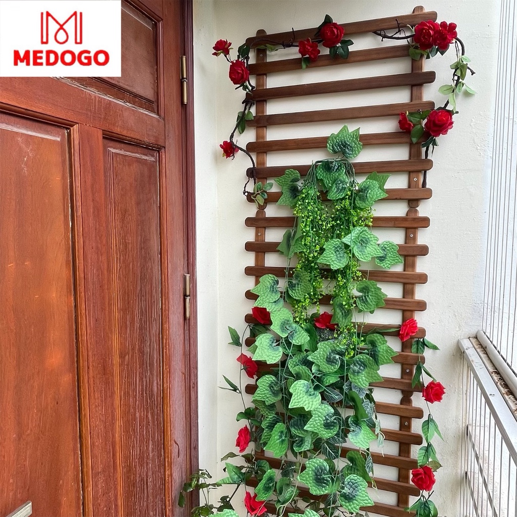 Giàn gỗ MEDOGO treo chậu cây, hoa trang trí ban công, giàn leo cho cây, hoa, kệ gỗ gắn tường ban công