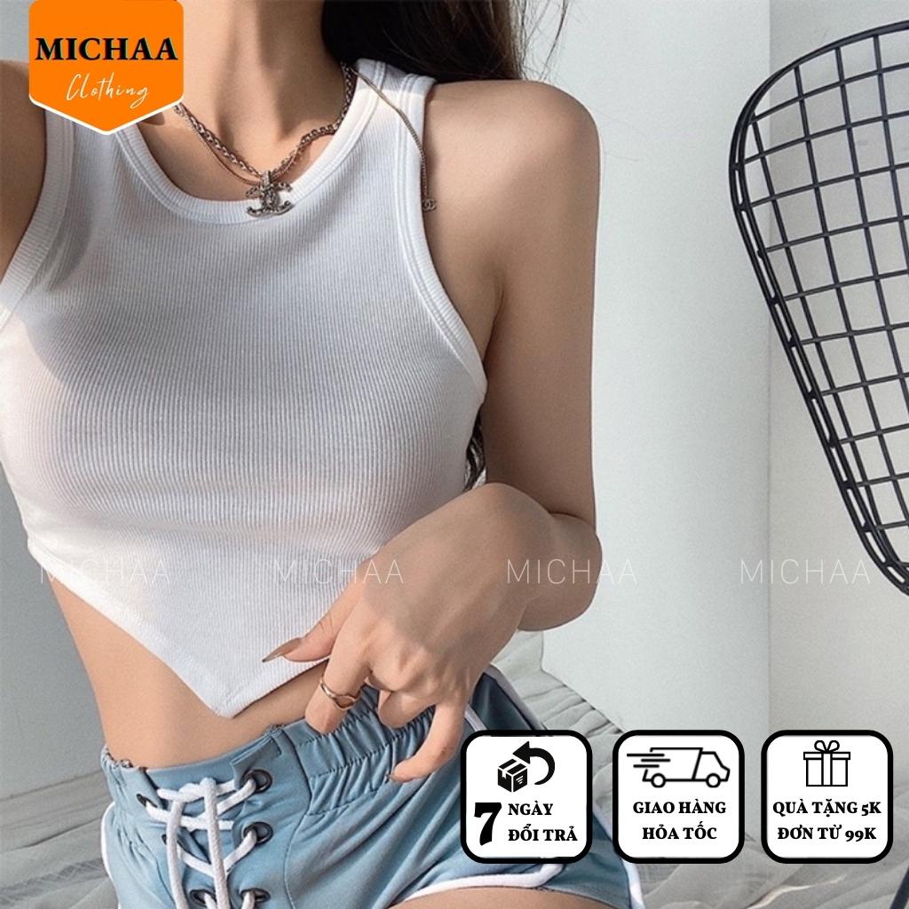 [Tặng Cột Tóc] Áo Croptop BA LỖ NGƯỢC NHỌN Basic Trơn Nữ Thun Gân Ulzzang Kiểu Ôm Body - MICHAA | WebRaoVat - webraovat.net.vn