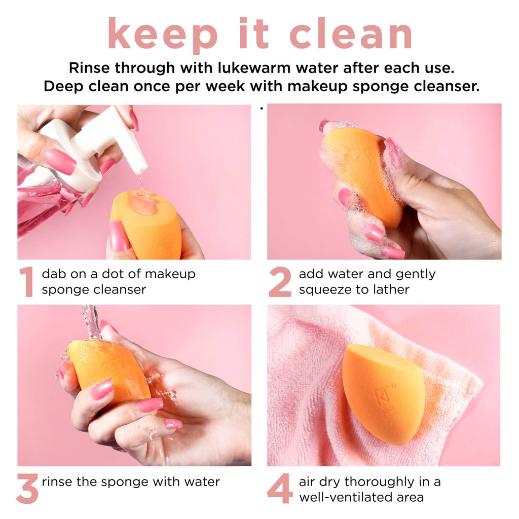 Mút Tán Kem Nền Real Techniques Miracle Complexion Sponge Trang Điểm Mềm Mịn Có Case | Không Case Bảo Vệ - Chính Hãng