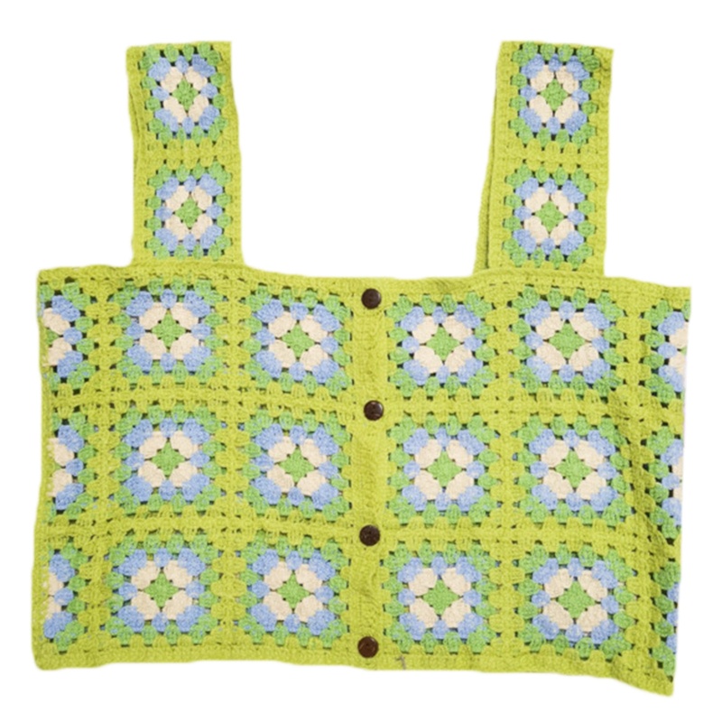 Xiangbao Áo Tank Top Đan Móc Rỗng Họa Tiết Hoa Phong Cách Pháp Ngọt Ngào Dễ Phối Đồ