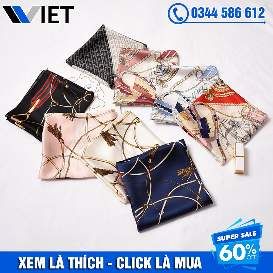 Khăn Lụa Vuông 70x70 cm Turban Quàng Cổ, Áo Khăn Yếm Bandana Thời Trang Đội Đầu (70x70cm)