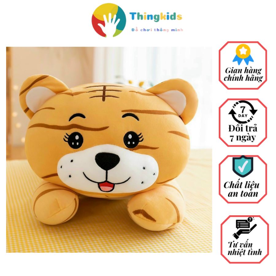 Gối ôm hình chú Hổ vằn màu vàng đủ size 40-60-80-100 cm chất bông cao cấp có giãn - Thingkids