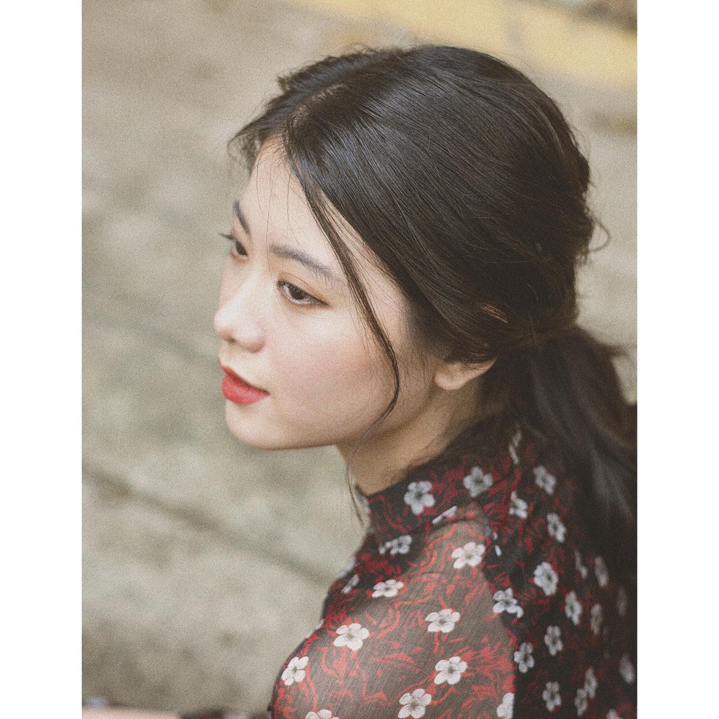 Áo dài voan hoa Chu Sa form truyền thống