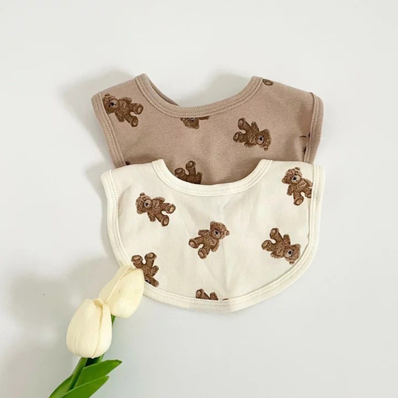 Yếm Ăn Mềm Mại In Hình Gấu Đáng Yêu Cho Bé 0-5 Tuổi