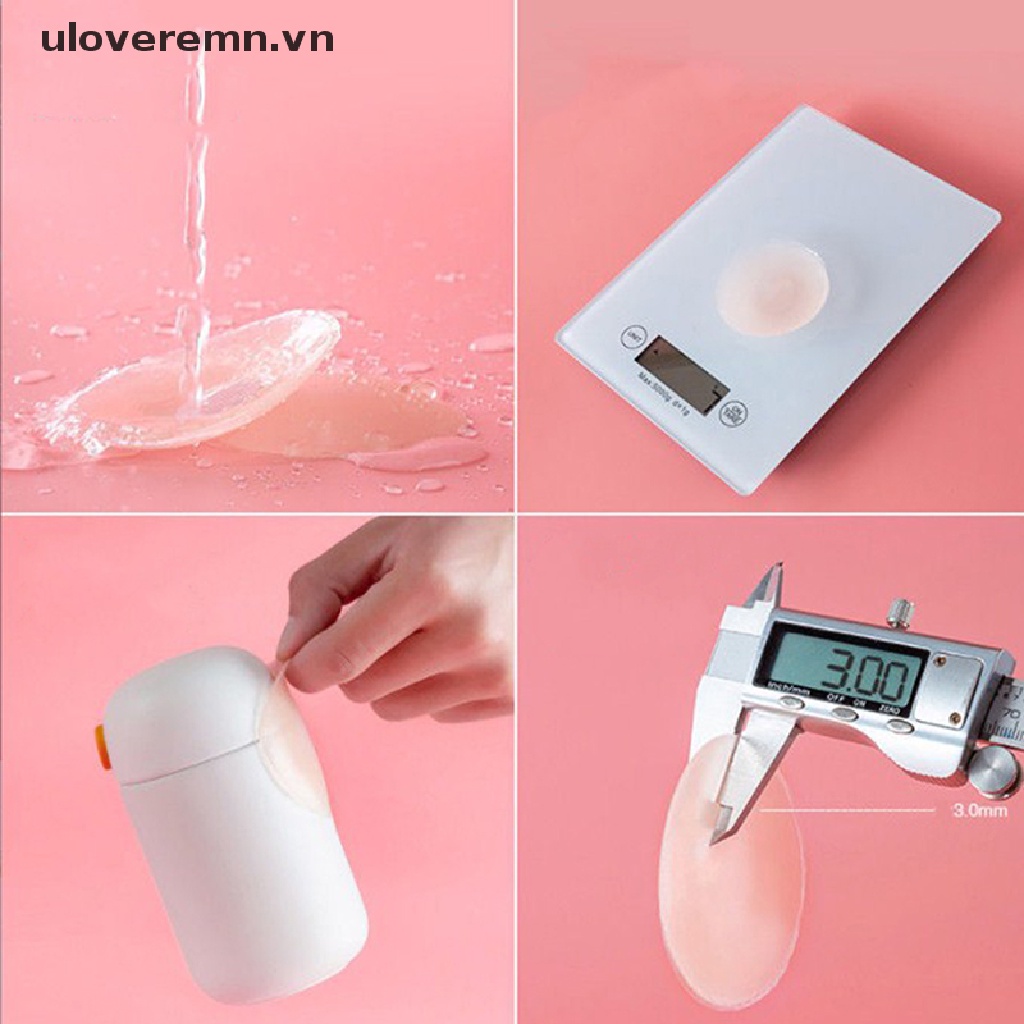 Uloveremn 1 Cặp Miếng Dán Ngực Silicone Vô Hình Tự Dính Không Dây Tái Sử Dụng Được Hình Cánh Hoa Tròn Cho Nữ